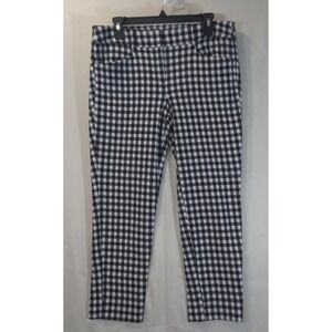LOFT Marisa Black White Gingham Cropped Pants Women's 8 Checkered Stretch